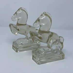 Vintage 1940s LE Smith Glass Horses Set of 2